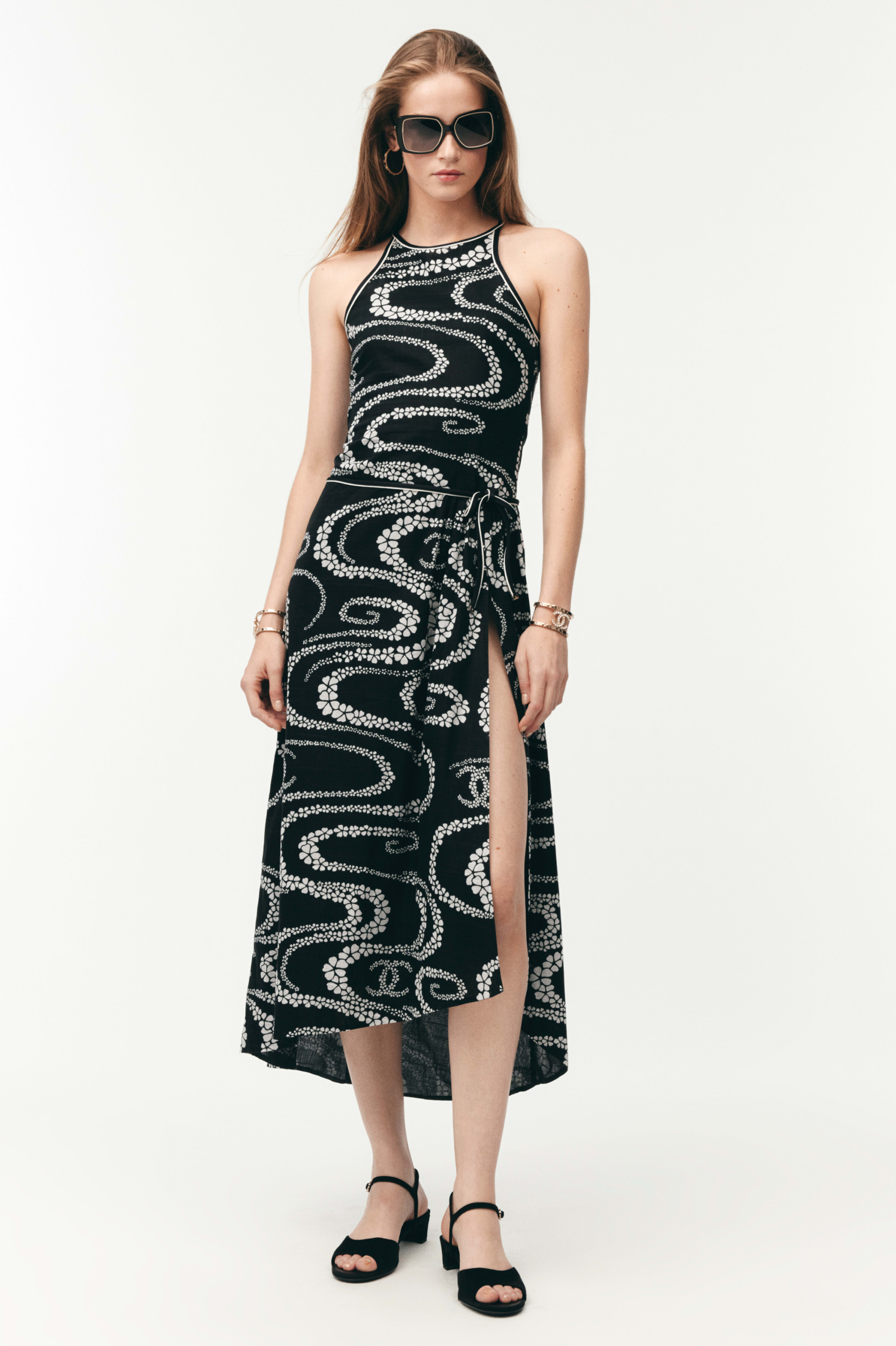 Robe - Noir & blanc - Voile de coton imprimé - Vue par défaut